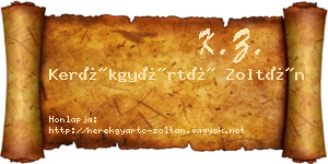 Kerékgyártó Zoltán névjegykártya